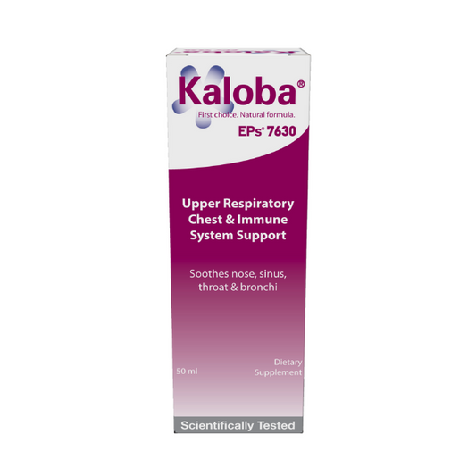 Kaloba EPs 7630 Upper Respiratory Chest & Immune Support 50ml Kaloba EPs 7630 Upper Respiratory, Chest & Immune System Support:  Supports the respiratory system and for winter ills and chills  Soothe the nose, sinuses, throat and bronchi  Supports a healthy immune system  Supports healthy airways