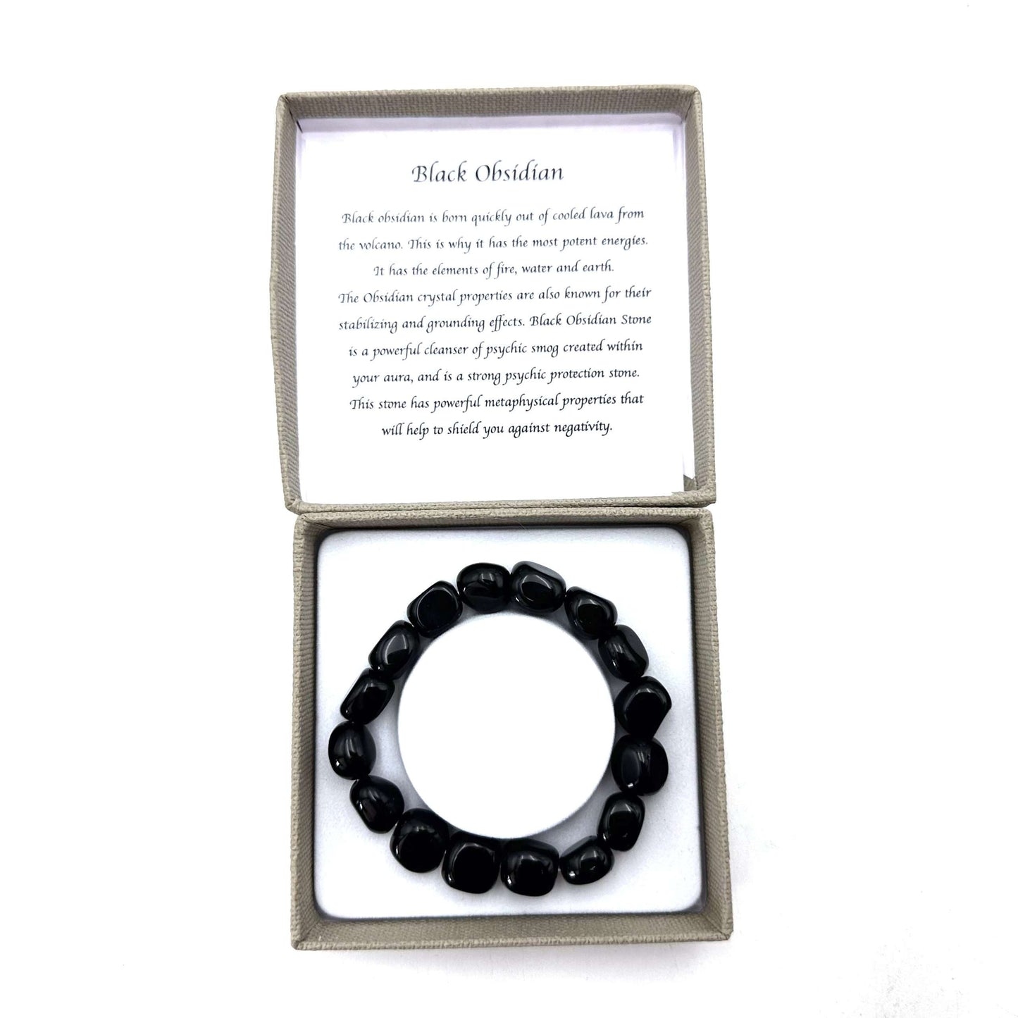 Large Beaded Bracelet Black Obsidian