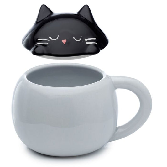 Feline Fine Black Cat Ceramic Animal Mug