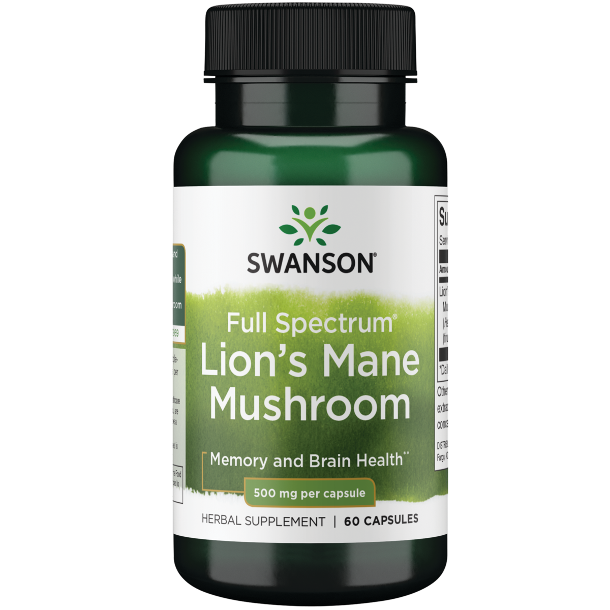 SWANSON Lion's Mane Mushroom 500mg, 60 Capsules