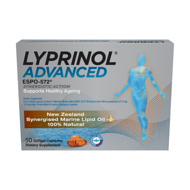 Lyprinol Advanced Marine Lipid Joint Health 50 Veg Caps Lyprinol Advanced supports healthy ageing  HEALTH BENEFITS:  Lyprinol Advanced supports:                                 Joint mobility and function Helps support healthy airways and breathing passages Rich in omega-3s essential for general well-being