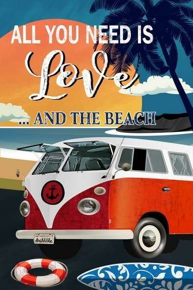 Wall Art MDF All You Need Is Love and the Beach
