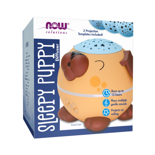 NOW Foods Sleepy Puppy Essential Oil Diffuser 1st Stop, Marshall's Health Shop!  With NOW® Solutions' Sleepy Puppy Diffuser you can send your little ones off to sleep with the soothing sights, sounds and scents of nature. This BPA-free diffuser doesn't utilize heat, so there's no risk of burns. 