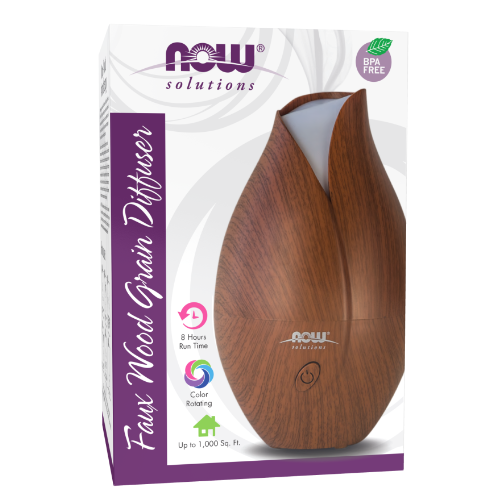 NOW® Solutions Ultrasonic Faux Wood Grain Diffuser unites scientific innovation with contemporary design to create an essential oil diffuser that's the perfect complement to your home or office. 