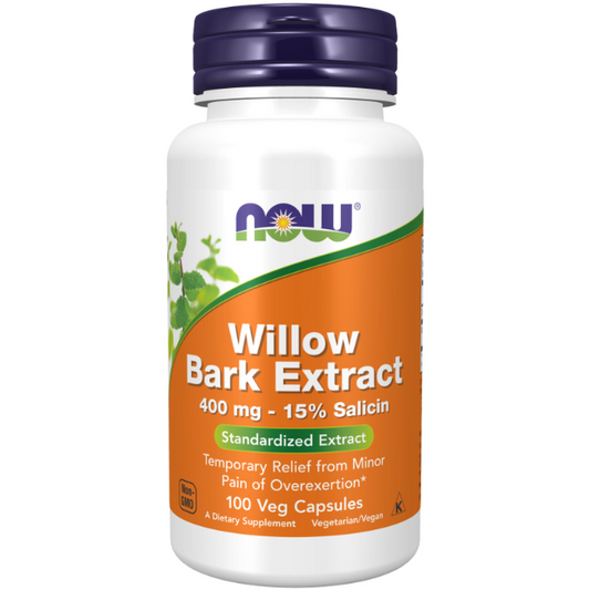 NOW Foods Willow Bark Extract 400 mg 100 Veg Capsules 1st Stop, Marshall's Health Shop!  Willow is a shrub with a long history of traditional use. Modern scientific researchers have identified numerous compounds from its bark that contribute to its bioactivity. 