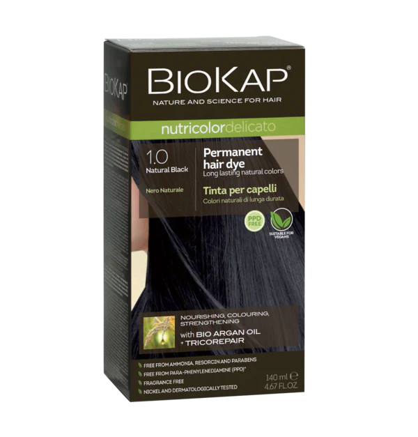 Biokap Delicato Rapid Natural Permanent Hair Colour 1.0 Natural Black Gentle 135ml