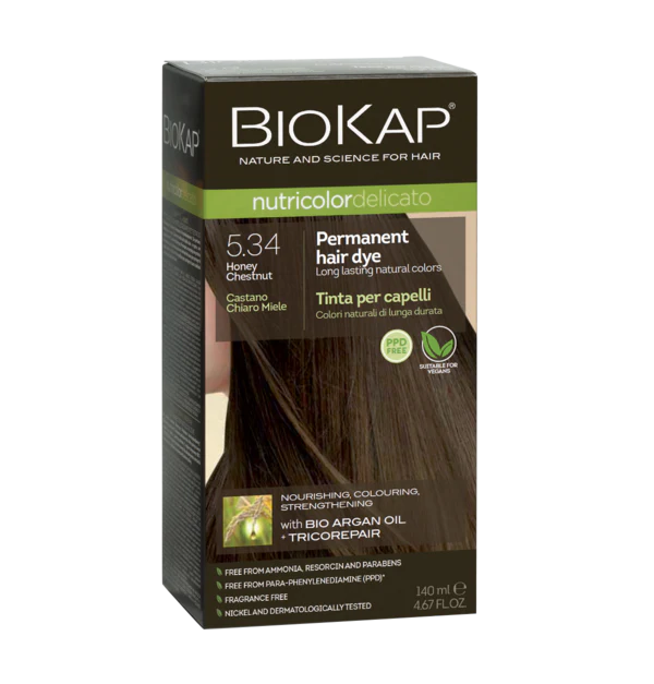 Biokap Delicato Rapid Natural Permanent Hair Colour 5.34 Honey Chest Choc 135ml