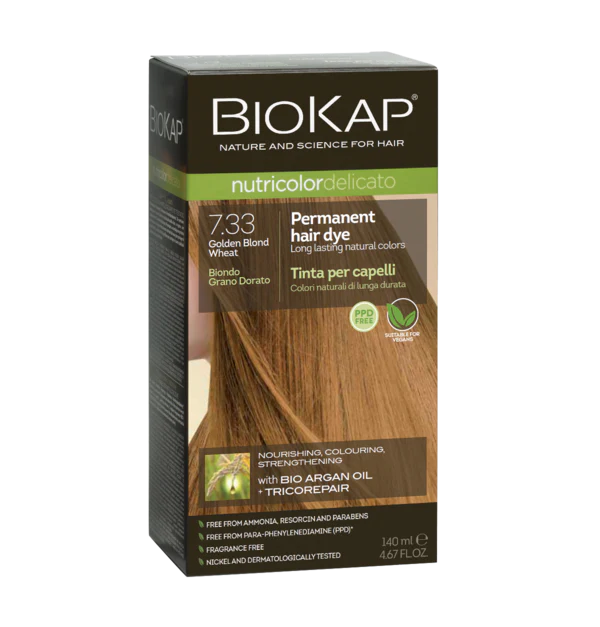 Biokap Delicato Rapid Natural Permanent Hair Colour 7.33 Gold Wheat Blonde 135ml