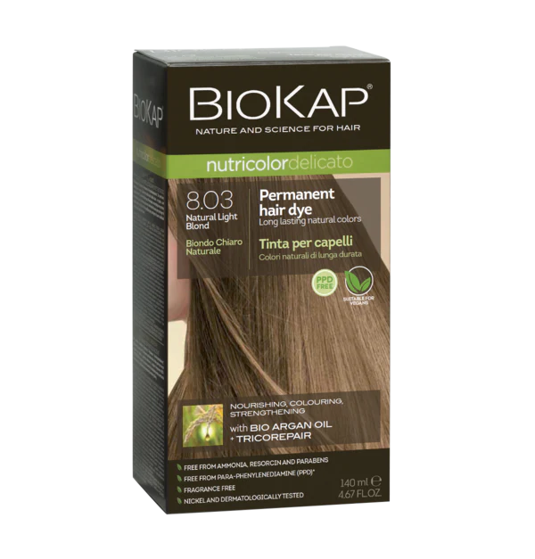 Biokap Delicato Rapid Natural Permanent Hair Colour 8.03 Light Blond Gentle 135ml