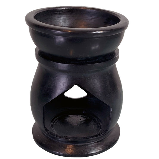 Triple Moon Pentacle Soapstone Oil Burner Black