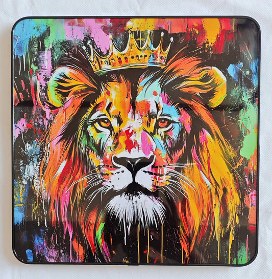 Pop Art Lion King 30x30cm Framed PVC