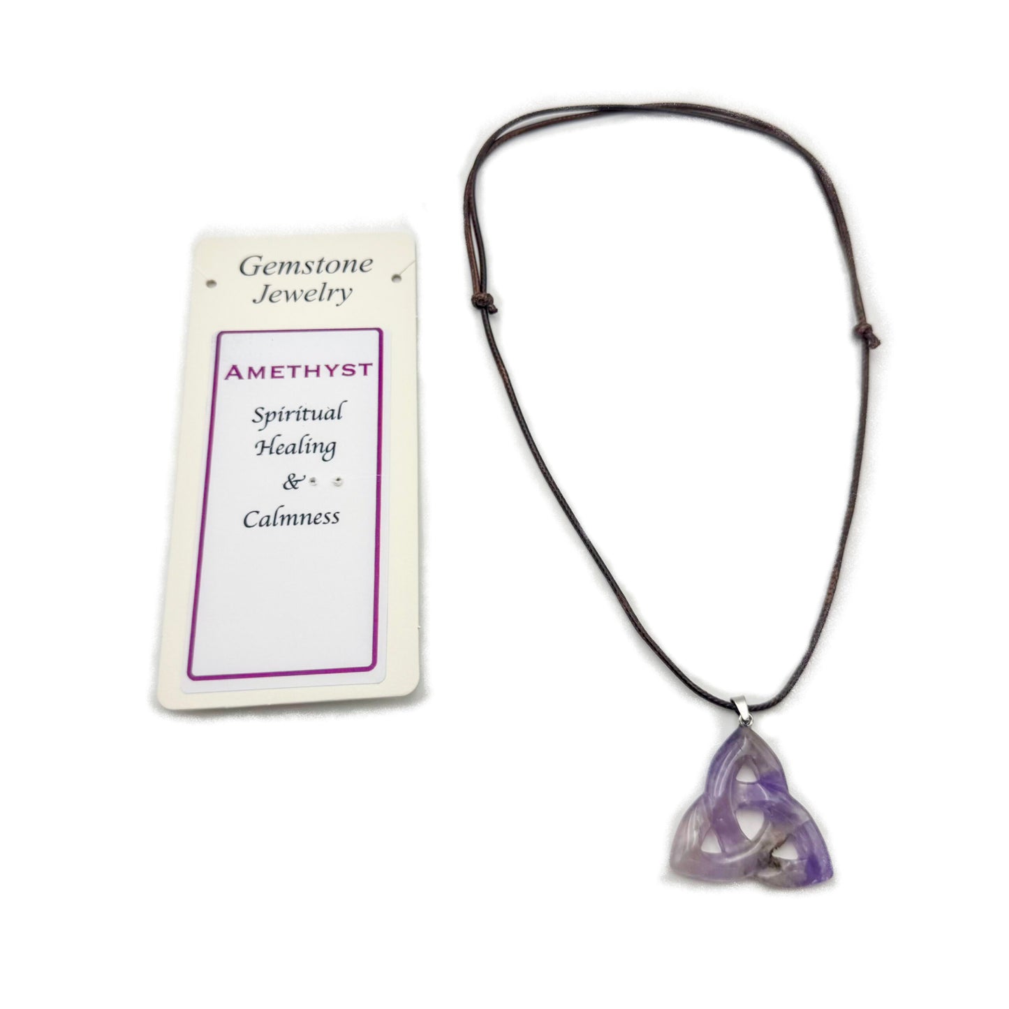 Triquetra Pendant Amethyst
3.5×3.5×0.5CM, 70cm Cord
1st Stop, Marshall's Health Shop, Gift Shop!
SKU: PD4