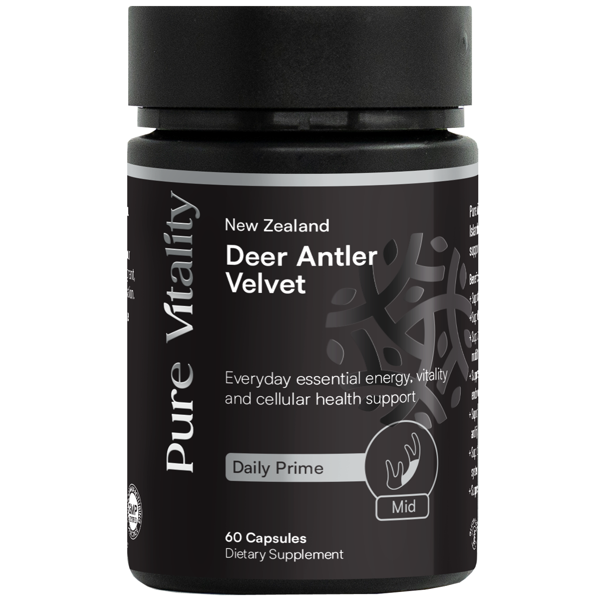 Pure Vitality's Deer Antler Velvet Daily Prime 250mg 60 Caps