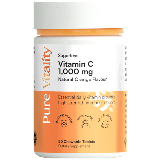 Pure Vitality's Sugarless Vitamin C 1000mg 50 Chewable Tablets