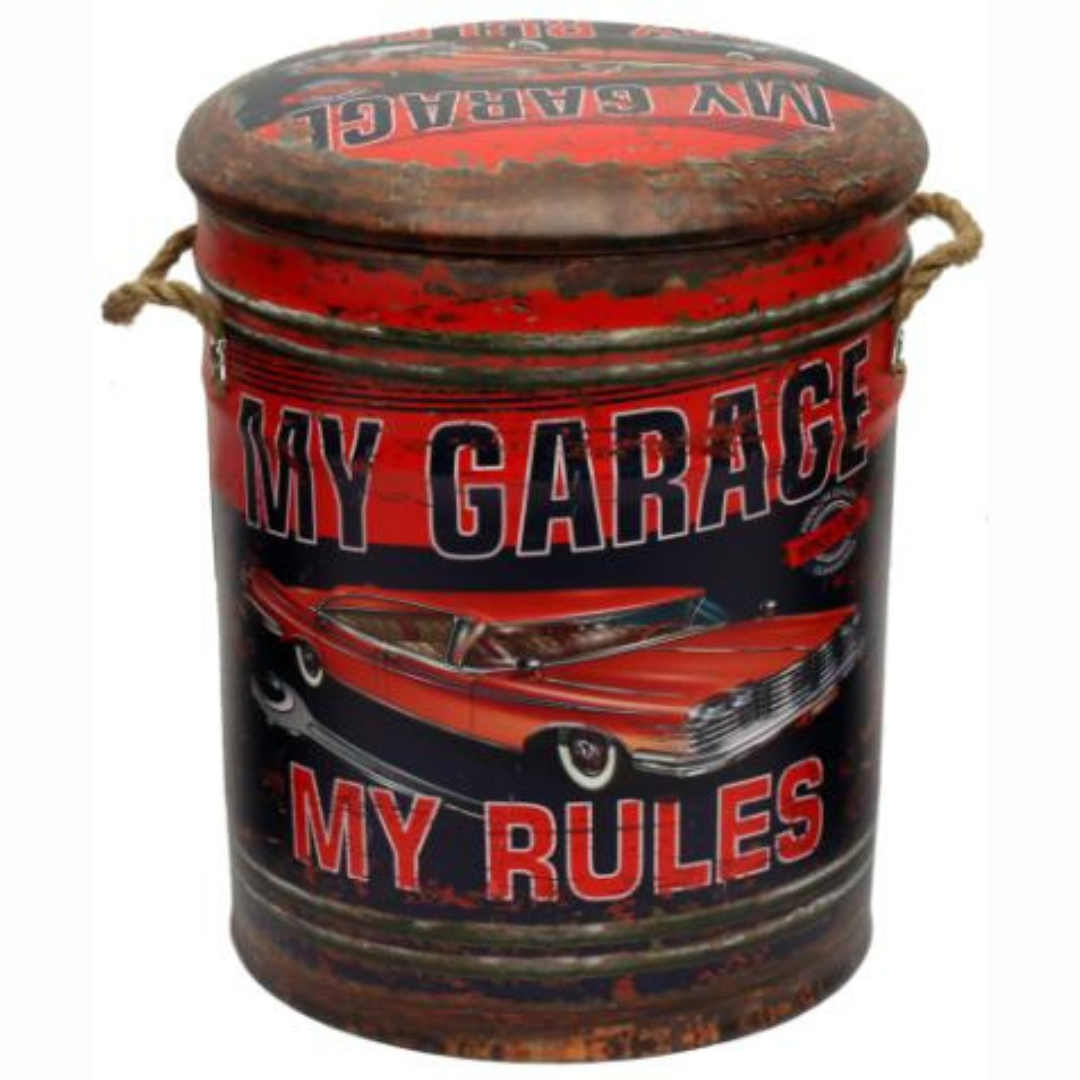 Padded Storage Bins & Stools - My Garage My Rules Dimensions: 39 x 30 x 30 approx. SKU: SB19