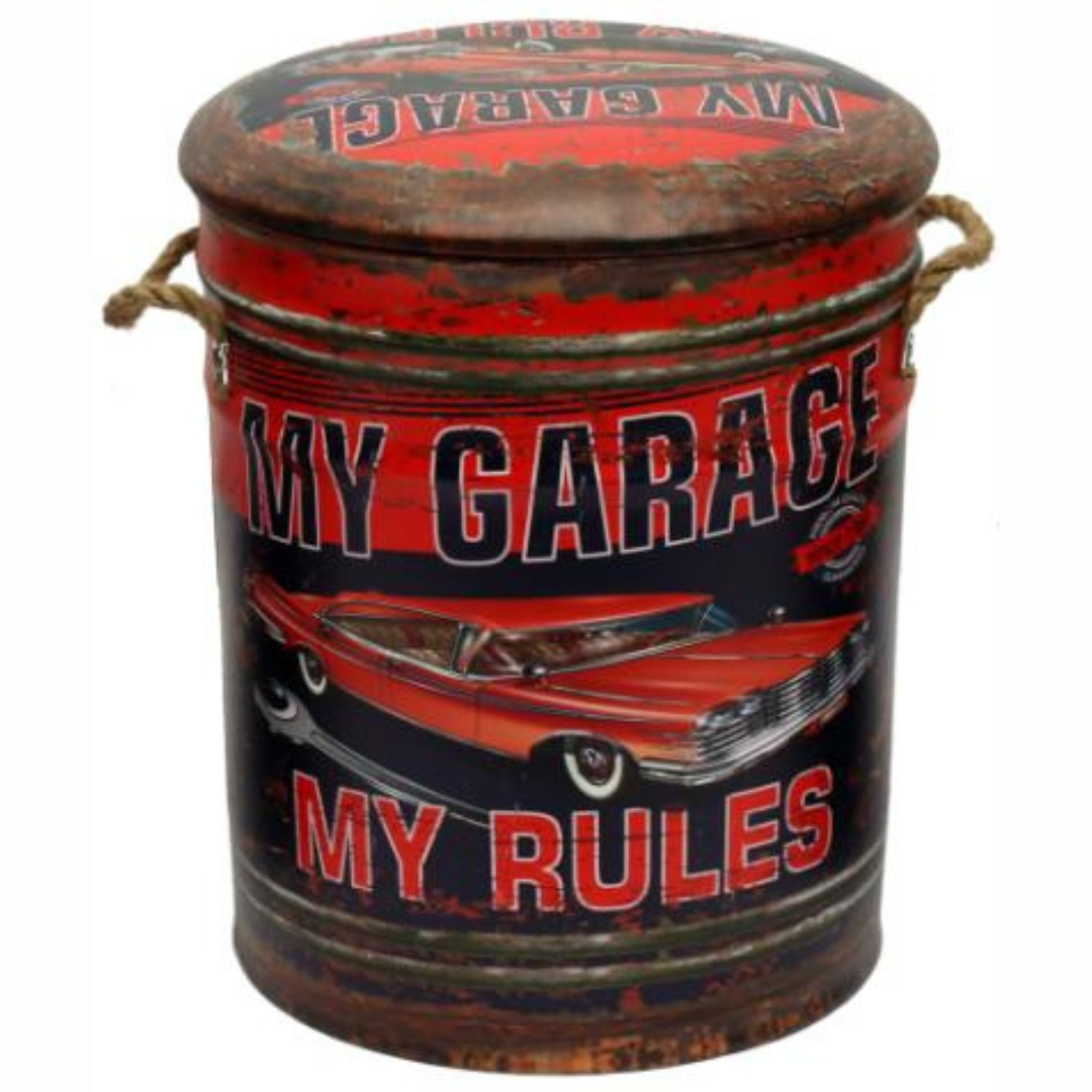 Padded Storage Bins & Stools - My Garage My Rules  Dimensions: 39 x 30 x 30 approx.  SKU: SB19