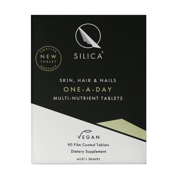 Qsilica One-A-Day Silica Hair Skin Nail 90 tabs Qsilica Skin, Hair & Nails One-A-Day multi-nutrient tablets contains colloidal silica, biotin, zinc and selenium in a convenient once daily supplement. Formulated to nourish from within, Qsilica capsules may support skin health.