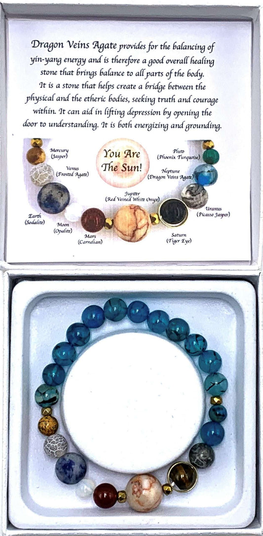 Blue Dragon Vein Agate Solar System Bracelet