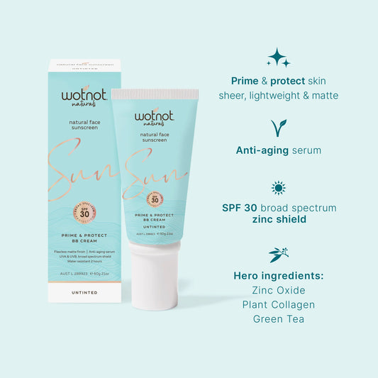 Wotnot Natural Face Sunscreen + Serum & Primer Untinted 60g