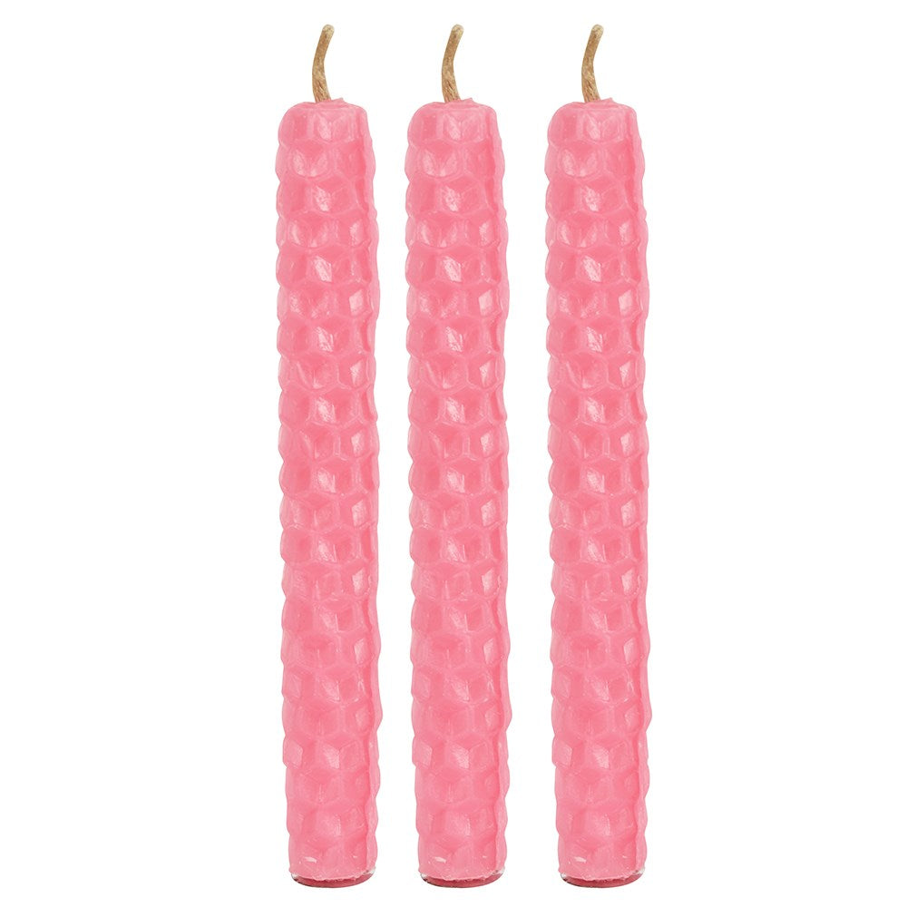 Pink Beeswax Spell Candles (6)