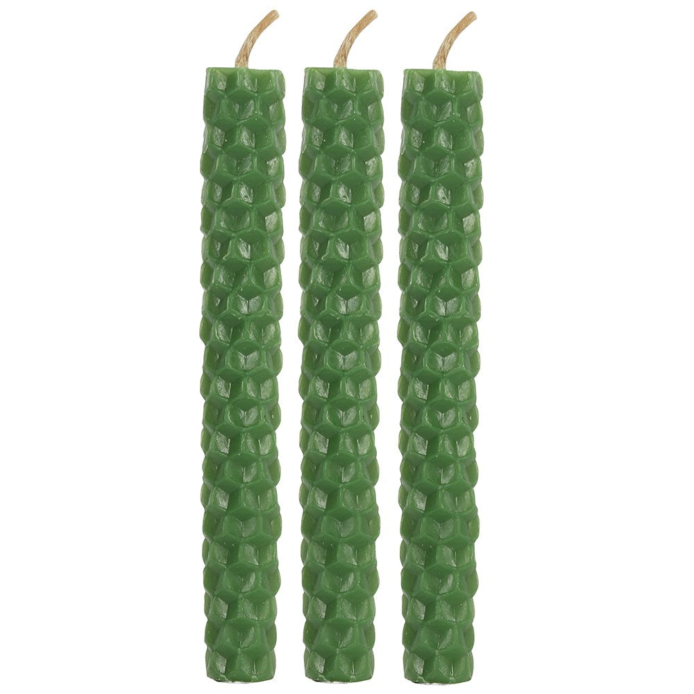 Green Beeswax Spell Candles (6)