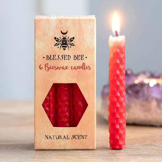Spell Candles Red Beeswax Blessed Bee "Love & Courage"
H:10 x D:1 cm - A box of 6 red Blessed Bee beeswax candles useful for spell work involving love and courage. Light, natural scent. Approximate burn time of 1 hour. 100% linen wick. Non-toxic. Do not ingest.
SKU: SDBW48638
