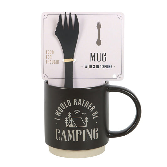 Ceramic Mug I'd Rather Be Camping 3-in-1 Spork