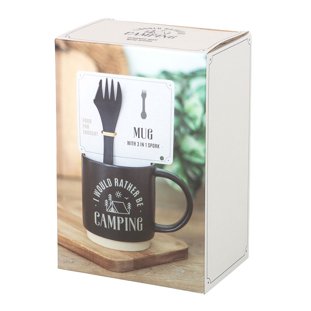 Ceramic Mug I'd Rather Be Camping 3-in-1 Spork