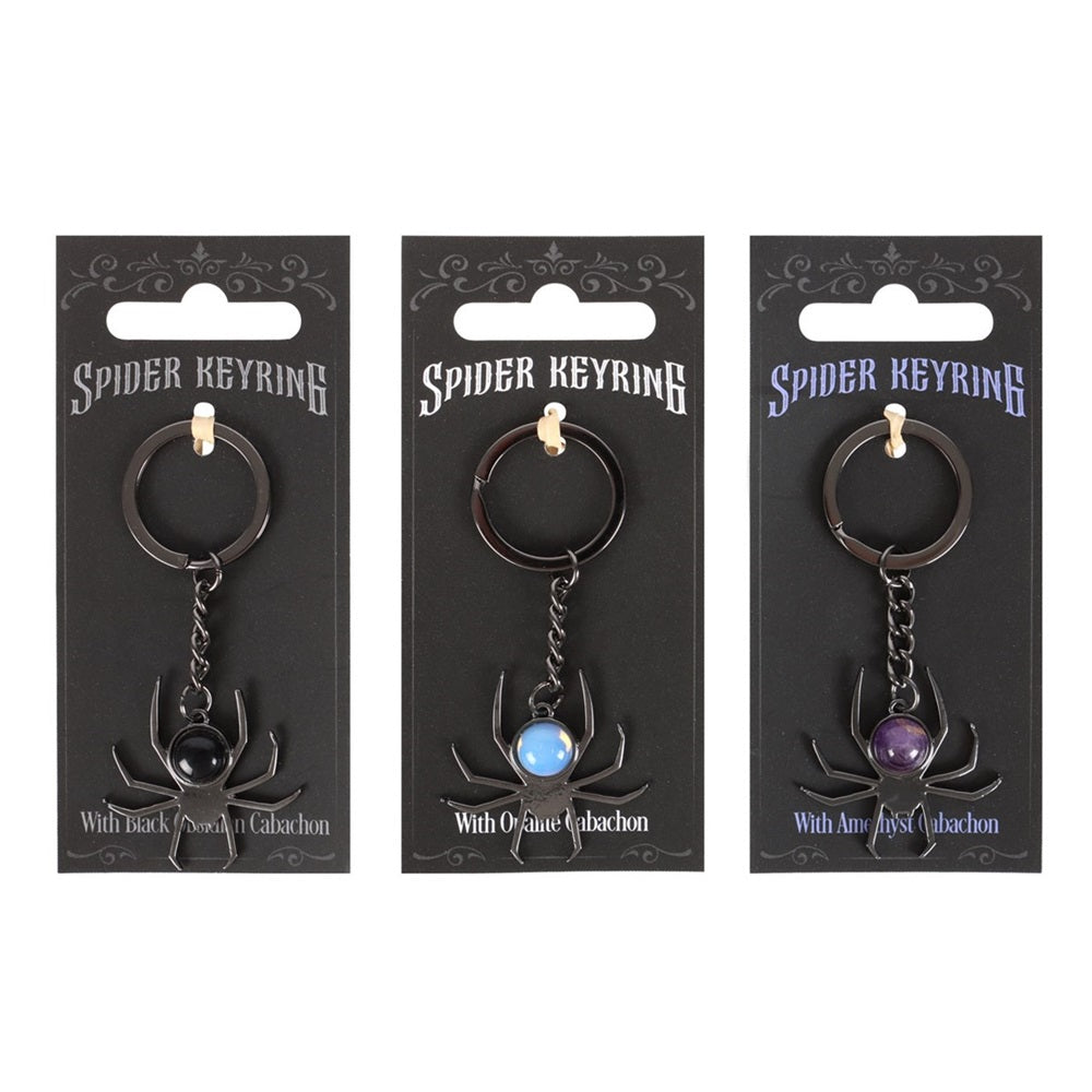 Metal and Crystal Spider Keyrings