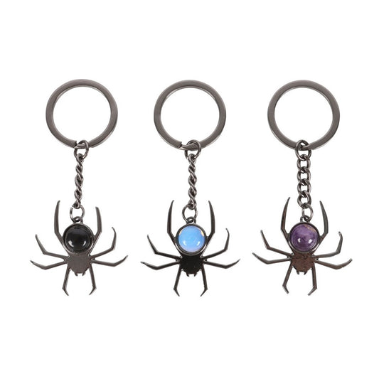 Metal and Crystal Spider Keyrings