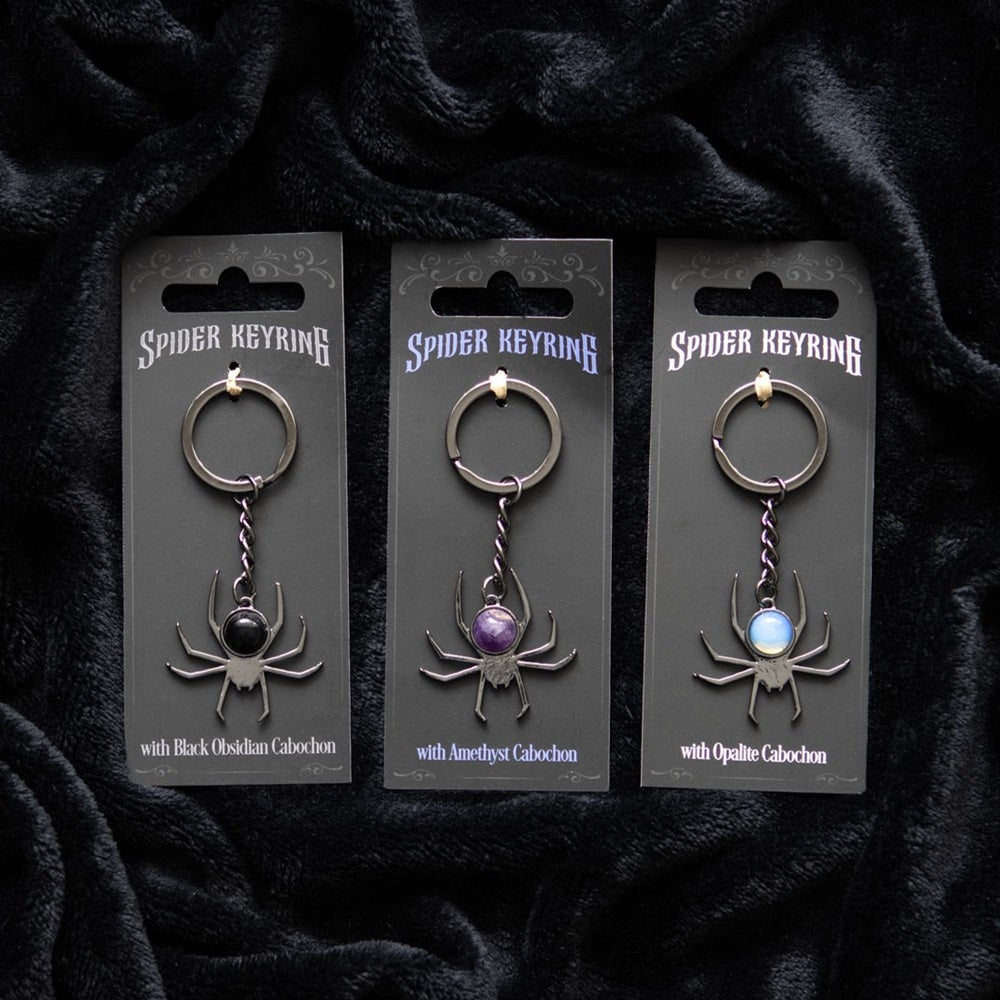 Metal and Crystal Spider Keyrings