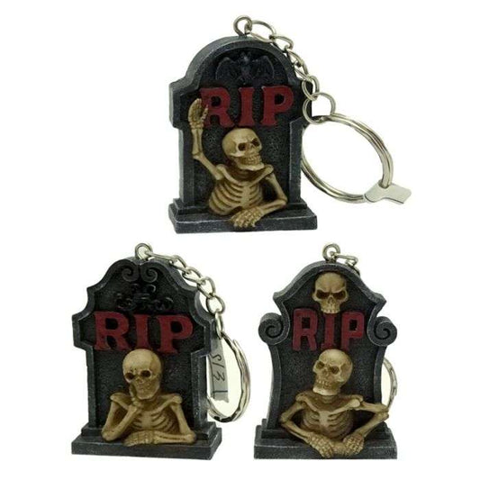 RIP Skeleton Tombstone Keyring