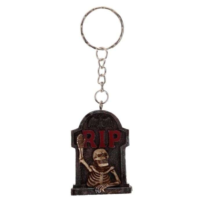RIP Skeleton Tombstone Keyring