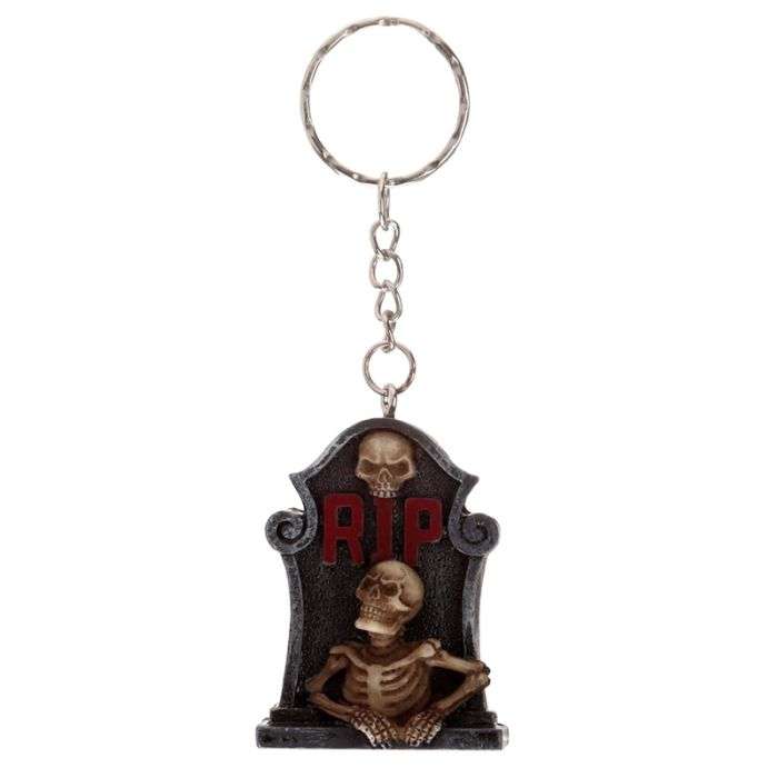 RIP Skeleton Tombstone Keyring