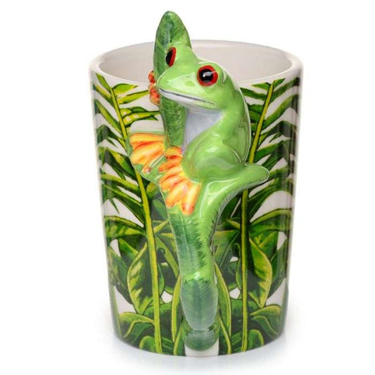 Tree Frog Foliage Decal Shaped Handle Mug
