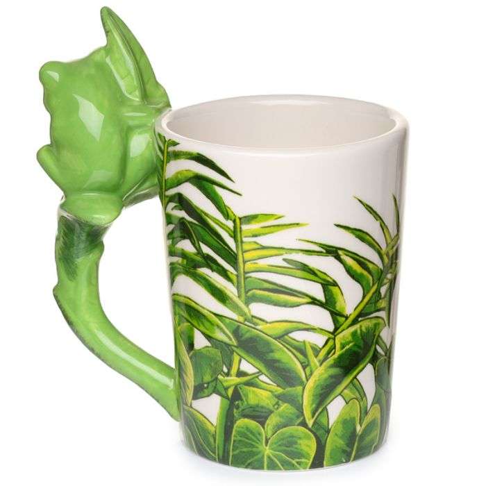 Tree Frog Foliage Decal Shaped Handle Mug