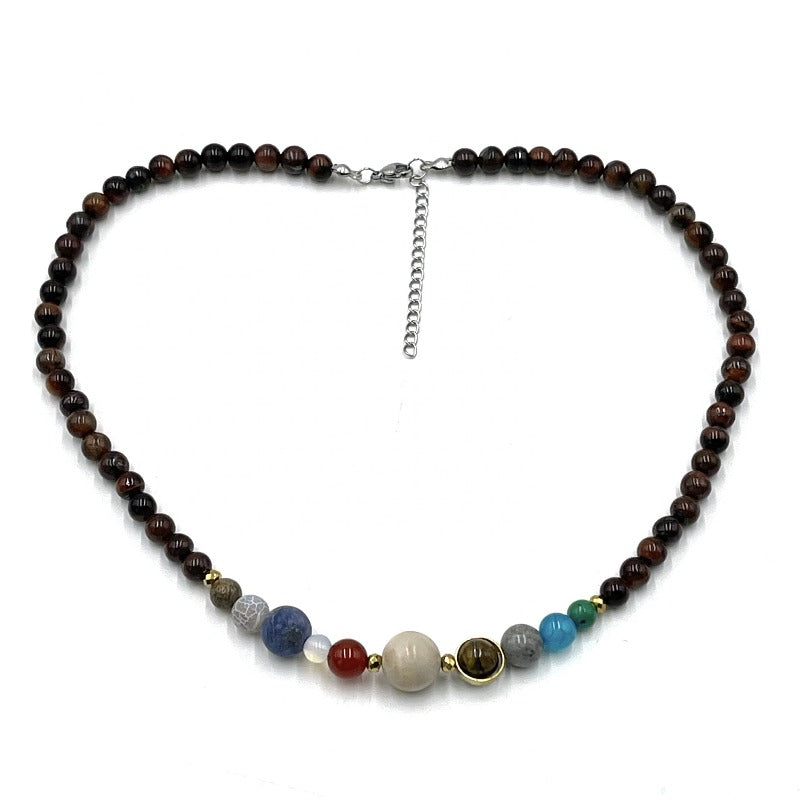 Solar System Necklace Red Tiger Eye