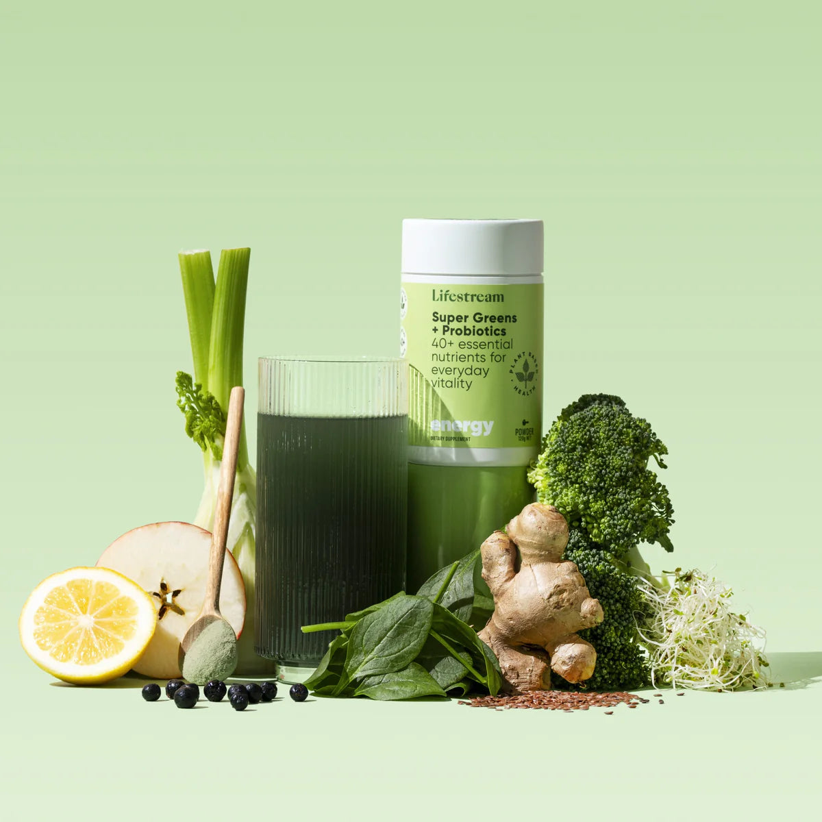 Lifestream Super Greens + Probiotics 120g