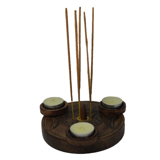 Triple Moon Incense/Tealight Burner 6.5 inch