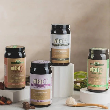 Vital Plant Protein Slim & Trim 500g 1st Stop, Marshall's Health Shop!  The Vital Slim & Trim Formula contains the highest quality European Pea Protein mixed with a powerful blend of weight management supporting ingredients including l-carnitine and thermogenic spices ginger, cayenne pepper and turmeric.