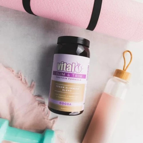Vital Plant Protein Slim & Trim 500g 1st Stop, Marshall's Health Shop! The Vital Slim & Trim Formula contains the highest quality European Pea Protein mixed with a powerful blend of weight management supporting ingredients including l-carnitine and thermogenic spices ginger, cayenne pepper and turmeric.