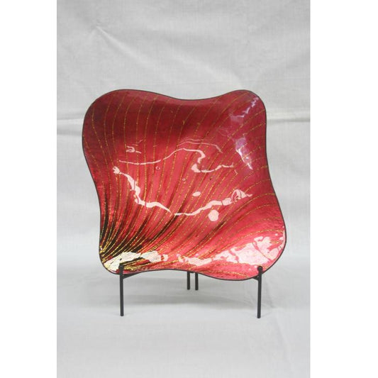 Square Glass Plate Red