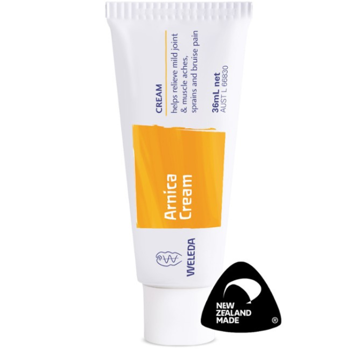 Weleda Arnica Cream 36ml 1st Stop, Marshall's Health Shop! Pain relief for muscle aches, sprains and bruises A traditional herbal medicine for the family First Aid Kit and Sports Bag. Fast and effective relief for bruises, sprains, backache, muscle aches and pains. Use before and after sport to relieve muscle ache. Effective for the temporary relief of the pain of arthritis or rheumatism. Boost recovery with Weleda Arnica 6x Oral Spray.