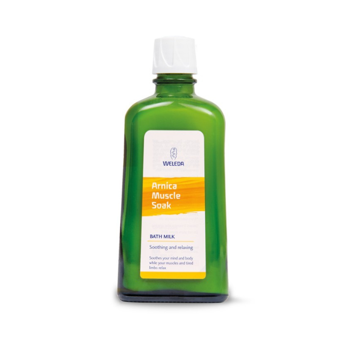 Weleda Arnica Muscle Soak 200ml 1st Stop, Marshall's Health Shop! Helps aid recovery during times of over-exertion or weariness A warm bath with this aromatic soak helps soothe the body and mind while your muscles and tired limbs relax, lifting the feelings of tiredness and fatigue.