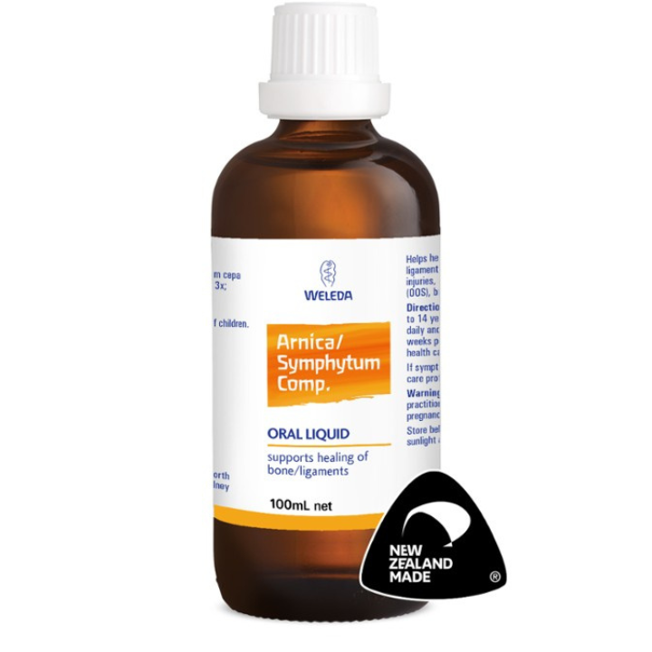 Weleda Arnica/Symphytum Comp. 1st Stop, Marshall's Health Shop! Naturally helps heal injuries to bone, cartilage, ligaments and muscles e.g. sports injuries, sprains, surgery, tendinitis, RSI (OOS) and broken bones HEALTH BENEFITS: Oral Liquid. Classical Homoeopathic Product