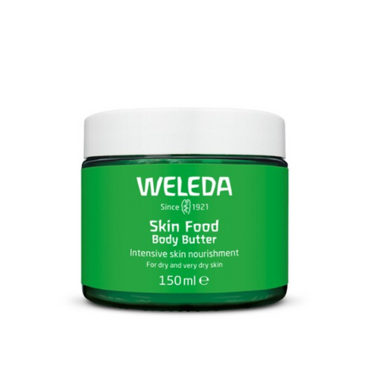 Weleda Skin Food Body Butter 150ml 1st Stop, Marshall's Health Shop!  For dry and very dry skin  For when a moment of self-care is needed, this delicate creamy whipped butter melts onto skin leaving it glowy and touchable. Pamper your skin all over with luscious, intense moisture.