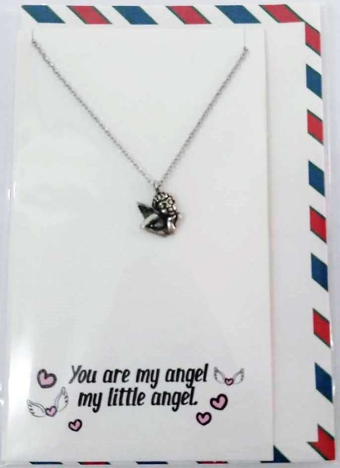 Pewter Pendant Angel on a Card & Envelope