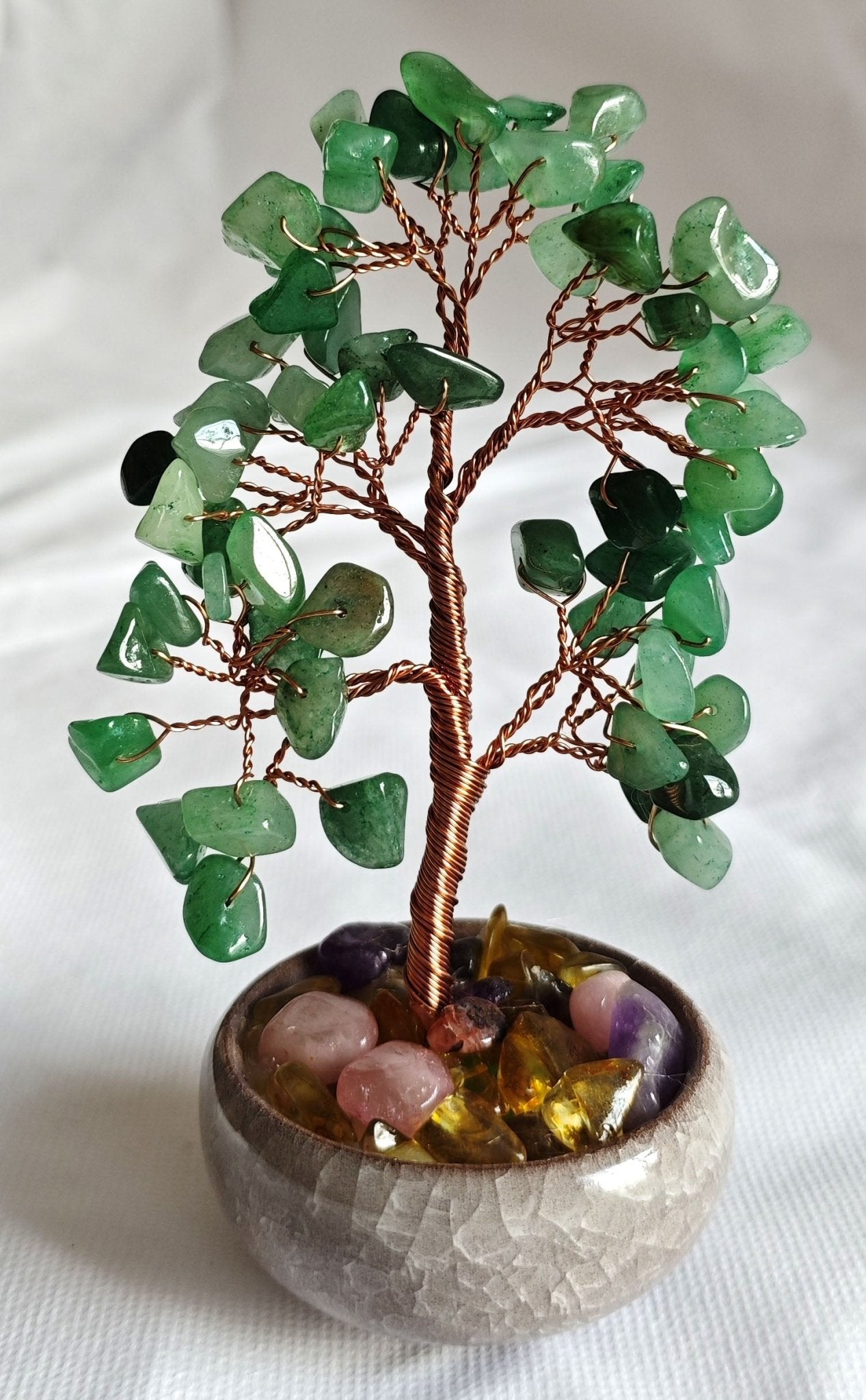 Adventurine Gemstone Tree Ceramic Base - MarshallsHealthShop