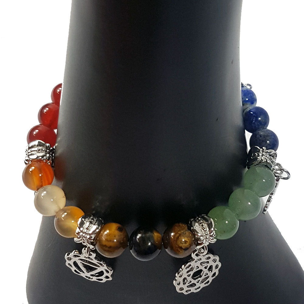 Chakra Bead Bracelet With Symbols