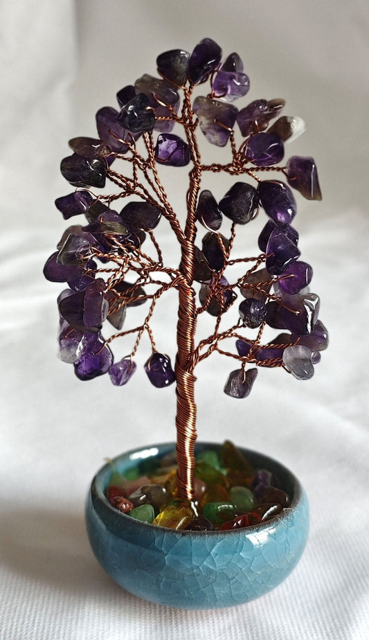 Amethyst Gemstone Tree Ceramic Base - MarshallsHealthShop